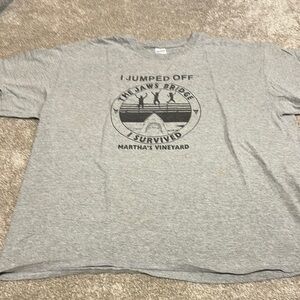 Gray Graphic T-Shirt I Jumped Off the Jaws Bridge. I Survived. Martha’s Vineyard